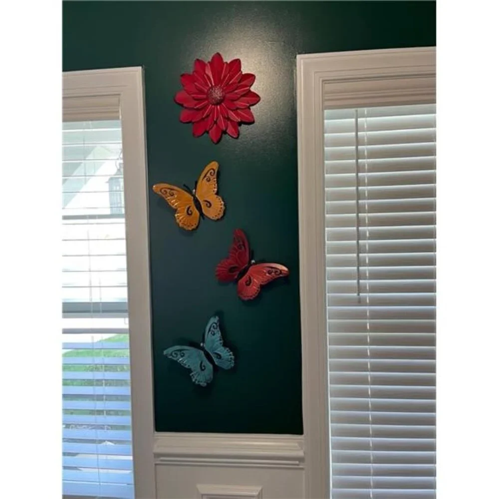 Coral Multiple Layer Metal Flower Wall Art Decor Hanging For Indoor